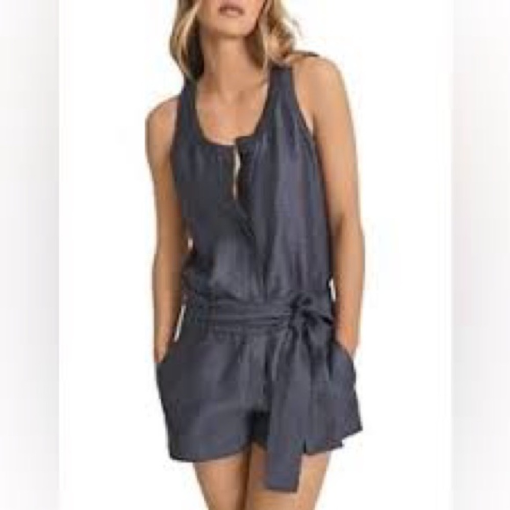 Ponny Tail USA Stylish Grey Sleeveless Denim Halter Romper Size S